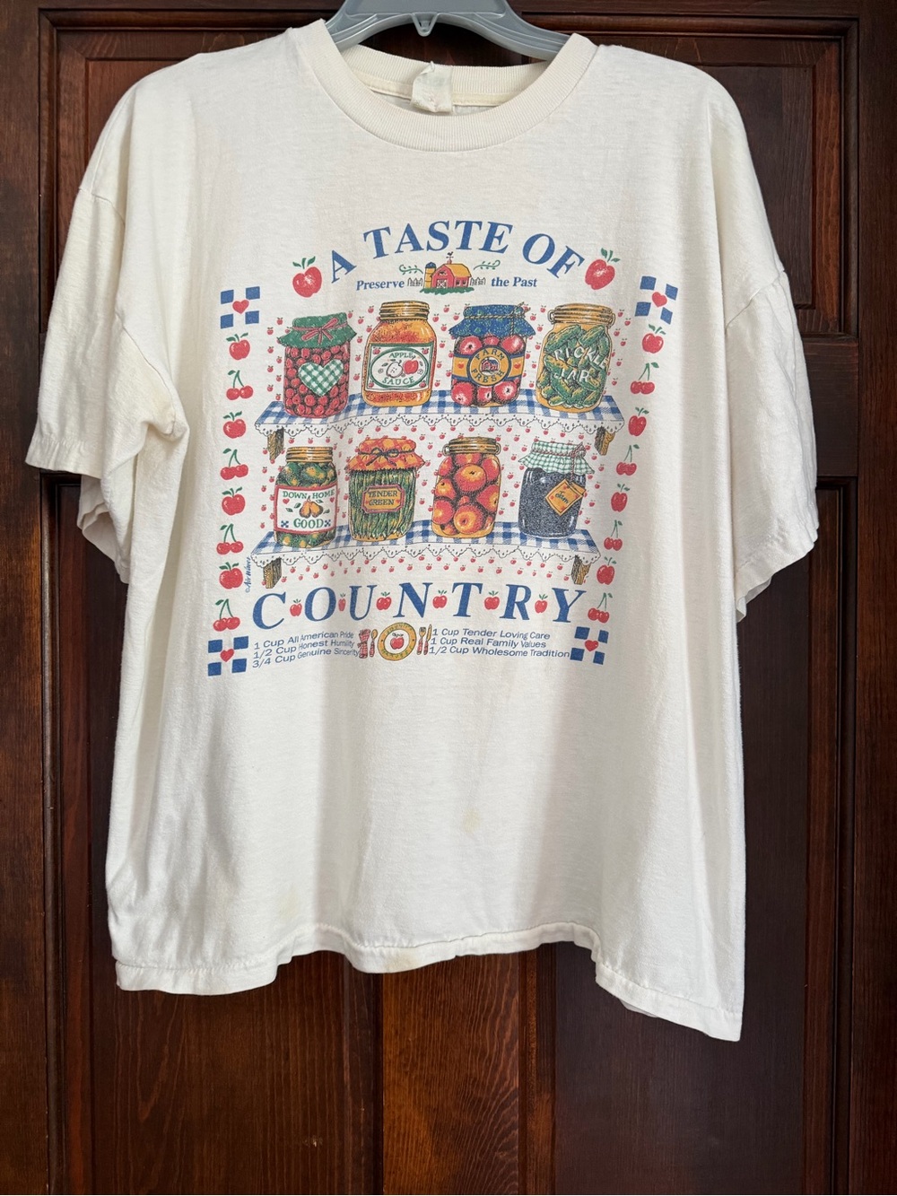 Vtg 90s Taste Of Country Pickle Jar Farm Fresh Apple Sauce White T Shirt XL